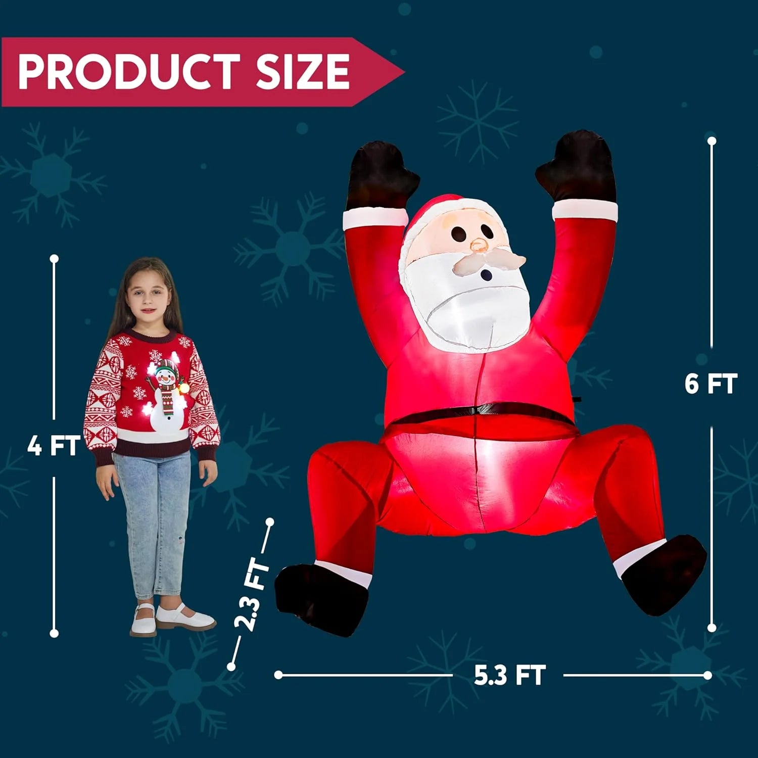 8 FT Christmas Inflatables Santa Outdoor Decorations,Christmas Swinging Santa on Ornament Blow Ups Yard with Built-In Leds for Holiday Party Garden Lawn Decor